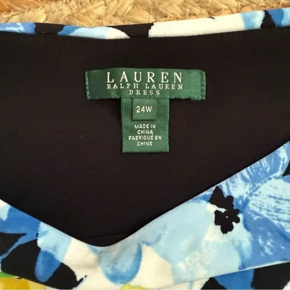 Lauren Ralph Lauren 24W Black & White Floral Stretchy Sleeveless Dress - Picture 2 of 6